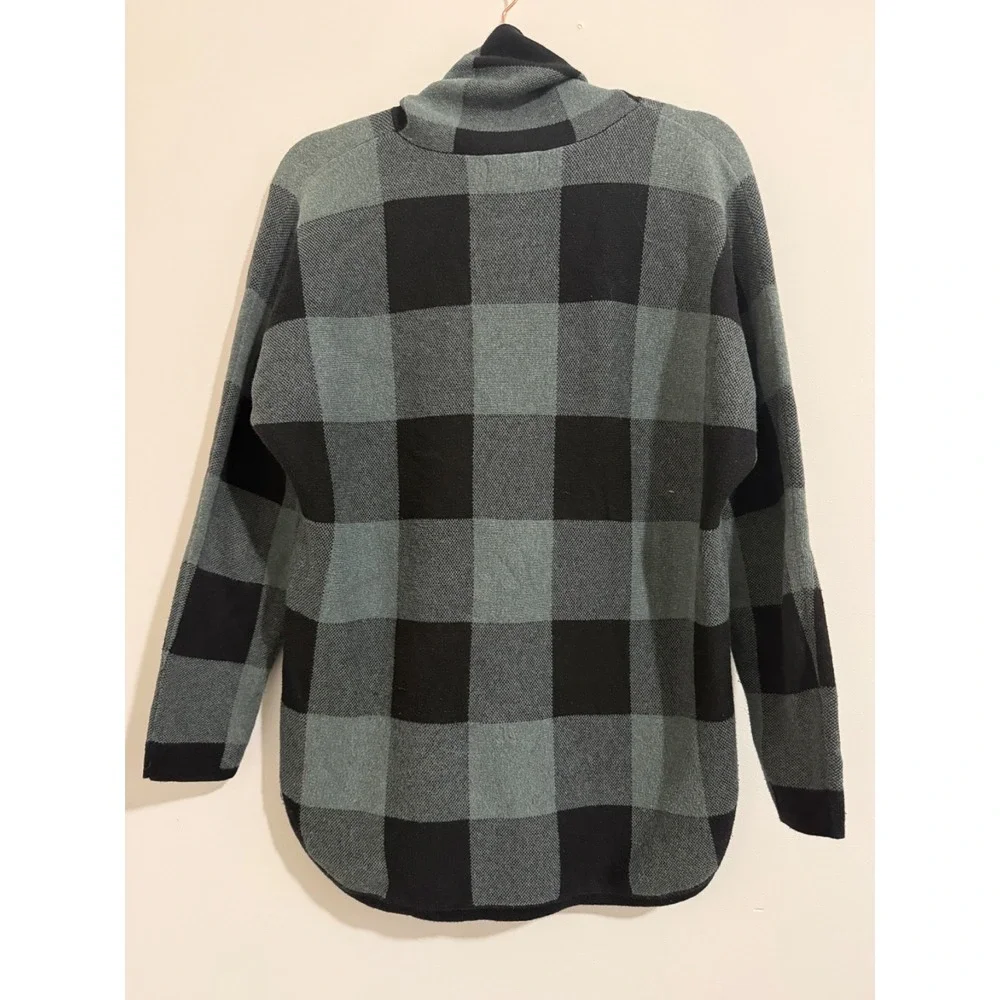 Adriennne vittadini cowl funnel neck sweater buffalo plaid heavyweight size S